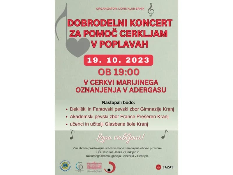 Charity concert – proceeds to go towards restoring the Cultural Hall and the primary school