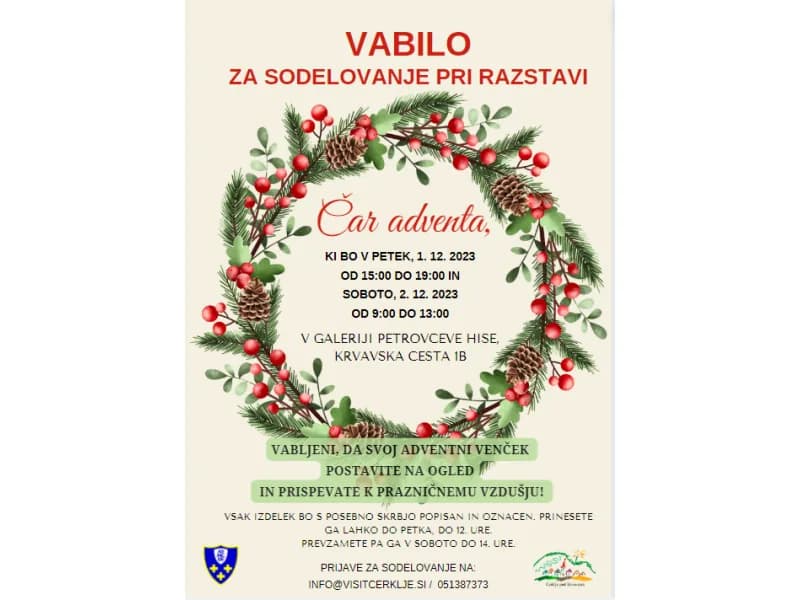 Vabilo za sodelovanje pri razstavi adventnih izdelkov