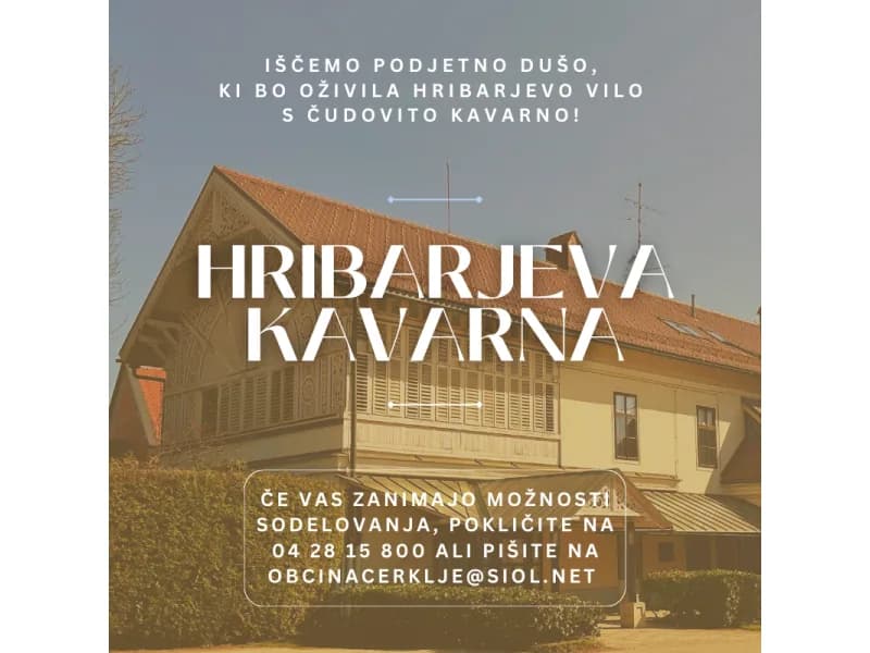 Kavarna v Hribarjevi vili - javno zbiranje ponudb