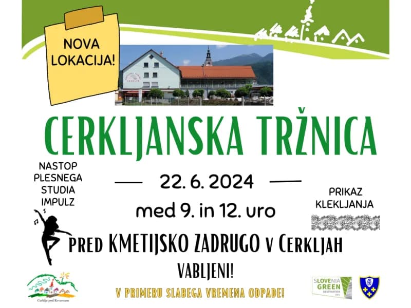 Sobotna Cerkljanska tržnica pred Kmetijsko zadrugo Cerklje