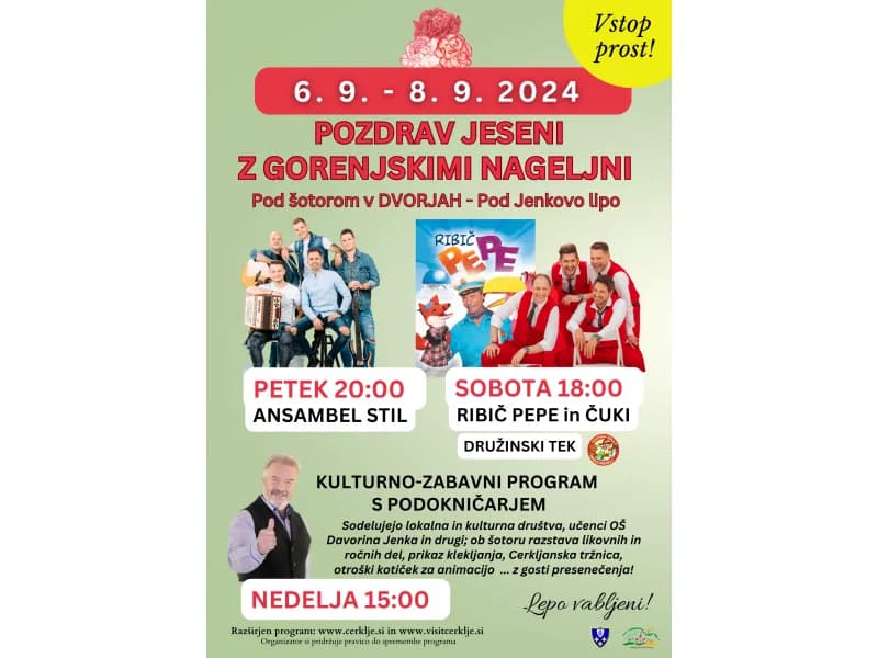 Večdnevna prireditev Pozdrav jeseni z Gorenjskimi nageljni 2024