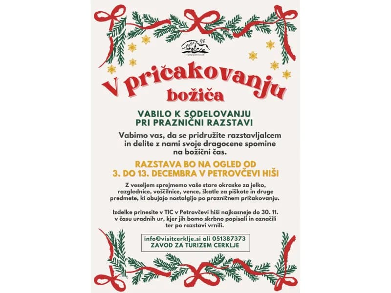 Vabilo k sodelovanju na praznični razstavi V pričakovanju božiča