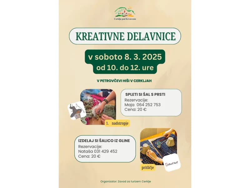 Utrip delavnice izdelovanja z glino in novi termini kreativnih delavnic v marcu