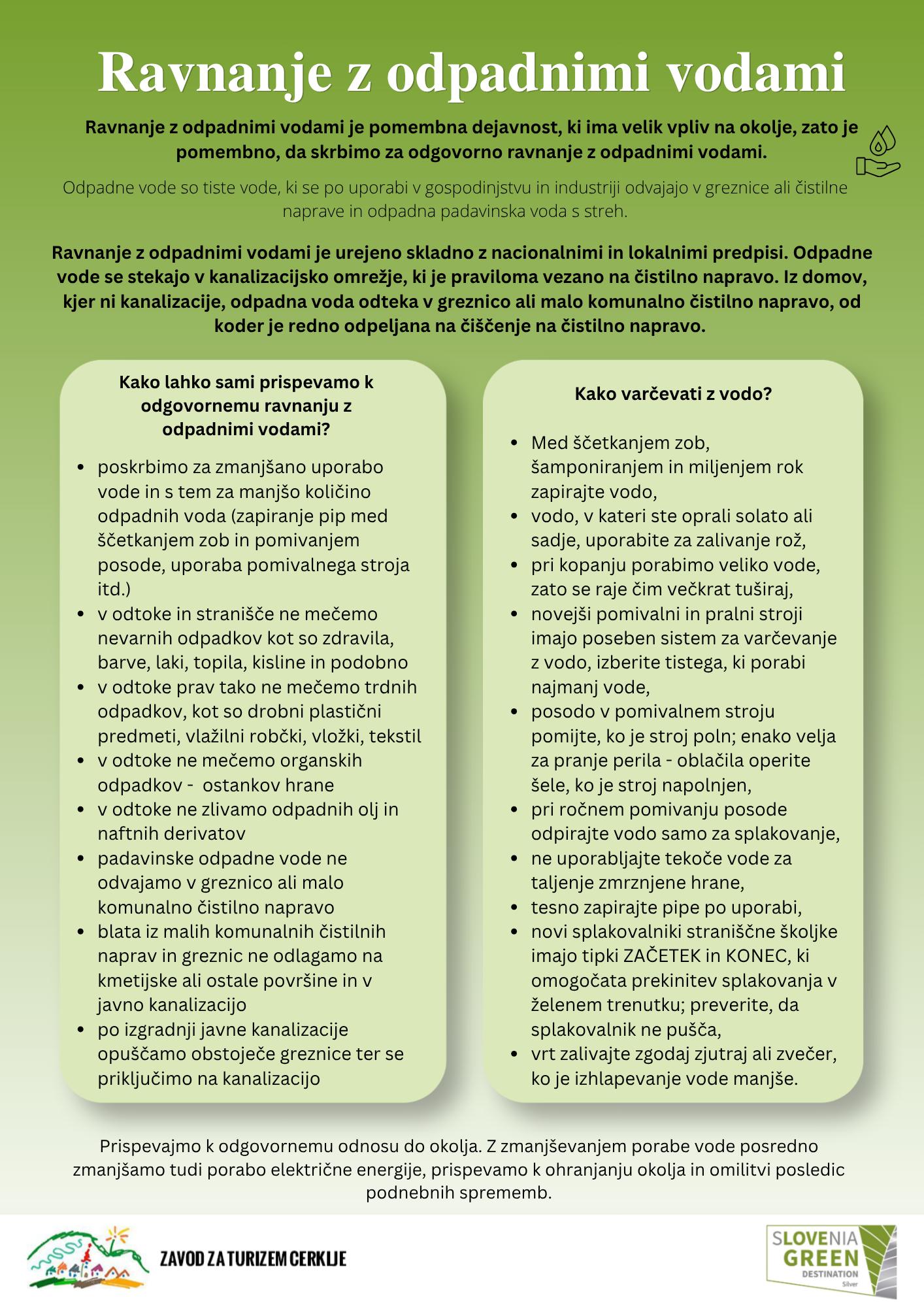 Infografika: Ravnanje z odpadnimi vodami in varčevanje z vodo